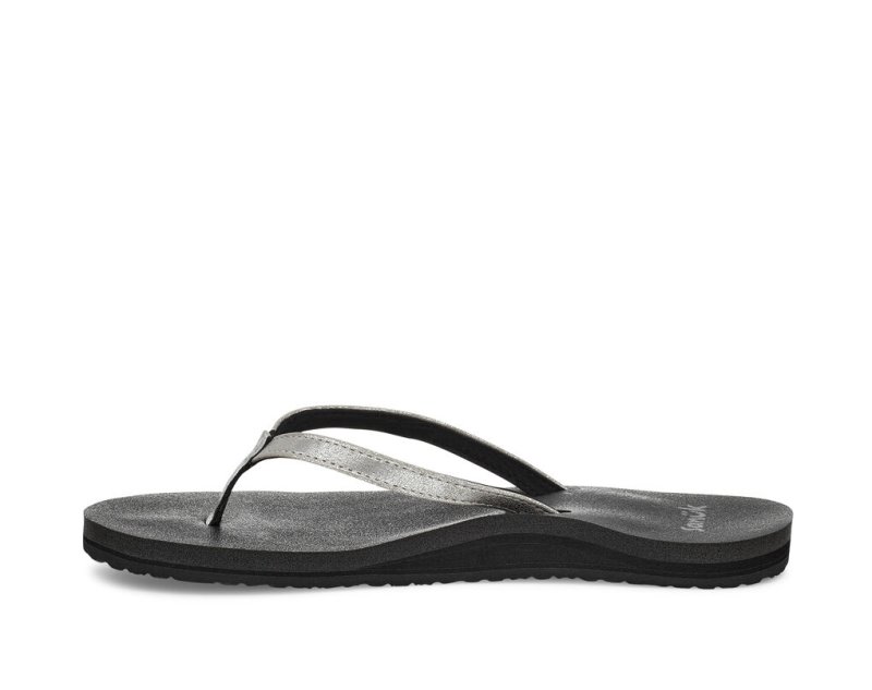 Sanuk Yoga Joy Shimmer Women's Flip Flops Silver | Canada 108OKI